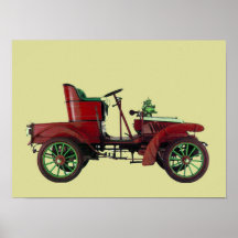 RED RETRO CAR / AUTO RESTORATION - AUTOMOTIVE POSTER