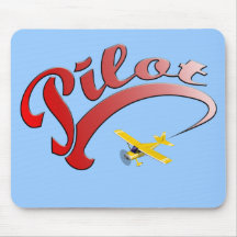 Red Retro Pilot with yellow Airplane Mouse Pad