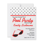 Red Retro Sunglasses / Polka Dots Pool Party Invitation