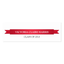 Red ribbon banner student graduation name card business cards