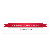 Red ribbon banner student graduation name card business card template