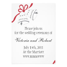 Red Ribbon Bells Wedding Invitation