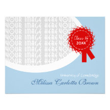 Red Ribbon Blue Graduation Personalized Invitations