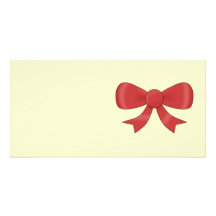 Red Ribbon Bow. On Cream. Personalized Photo Card