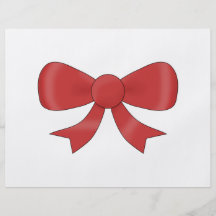 Red Ribbon Bow. On White. Flyer Design