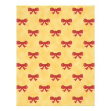 Red Ribbon Bow Pattern on Golden Yellow. Letterhead Design