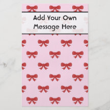 Red Ribbon Bow Pattern on Pink. Custom Text Personalized Flyer