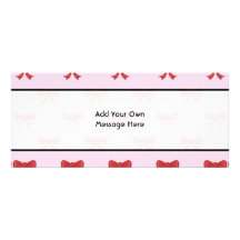 Red Ribbon Bow Pattern on Pink. Custom Text Custom Announcement