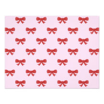 Red Ribbon Bow Pattern on Pink. Custom Announcements