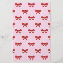 Red Ribbon Bow Pattern on Pink. Personalized Flyer