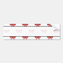 Red Ribbon Bow Pattern on White. Bumper Stickers