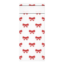 Red Ribbon Bow Pattern on White. Custom Invites