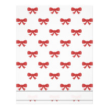 Red Ribbon Bow Pattern on White. Personalized Letterhead