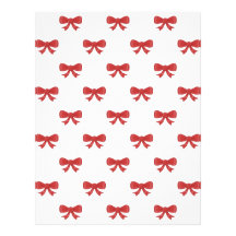 Red Ribbon Bow Pattern, on White. Letterhead Template
