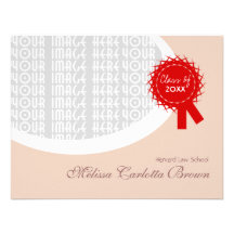 Red Ribbon Brown Graduation Invitations