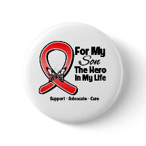 Red Ribbon For My Hero My Son Pinback Buttons