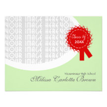 Red Ribbon Green Graduation Invitations
