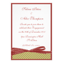 Red Ribbon Heart Engagement Invitation