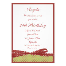 Red Ribbon Heart Party Invitation