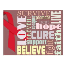 Red Ribbon Inspiration Card for Stroke, AIDS Postcard