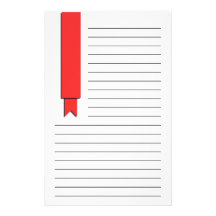 Red Ribbon Lined Stationery