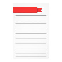 Red Ribbon Lined Stationery Design