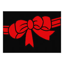 Red Ribbon of Love, Bow,Black Back Invitation