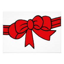 Red Ribbon of Love, Bow,White Back Custom Announcement