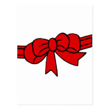 Red Ribbon of Love, Bow,White Back Postcard