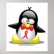 Red Ribbon Penguin Posters