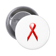 Red Ribbon Pinback Button