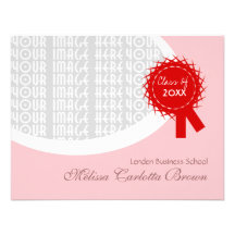 Red Ribbon Pink Graduation Custom Announcements