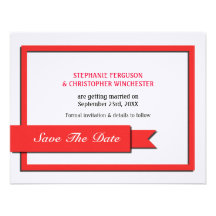 Red Ribbon Save The Date Personalized Announcement