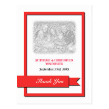 Red Ribbon Thank You Photo Post Cards