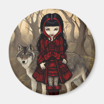 "Red Riding Hood in Autumn" Magnet