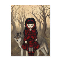 "Red Riding Hood in Autumn" Postcard