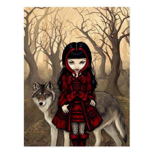 "Red Riding Hood in Autumn" Postcard