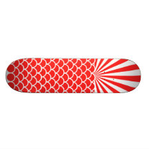 Red Rising Sun Japanese inspired pattern Skate Deck