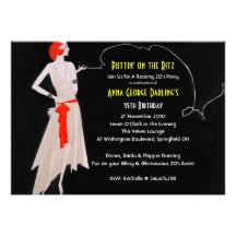 Red Roaring 20's - Flapper Party Invitations