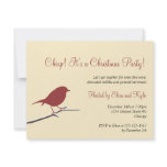 Red robin bird branch Christmas holiday party invitations