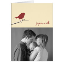 Red robin Joyeux Noël Christmas photo modern Greeting Card
