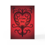 Red romance damask heart all occasion greeting cards