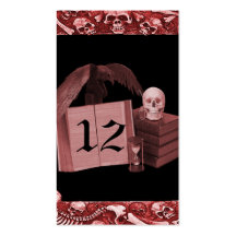 Red Romance Skull Spellbook Wedding Business Cards