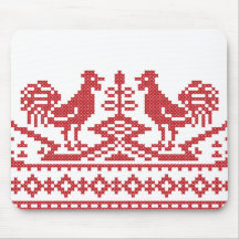 Red Rooster cross-stitch Russian Pattern Mousepad