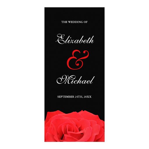 Red Rose and Black Wedding Program Full Color Rack Card