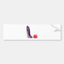 Red Rose and Lilac Stiletto Shoe Art Bumper Stickers