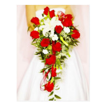 Red Rose Bridal Bouquet Post Cards