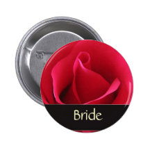 Red rose bride button