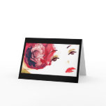 Red Rose Diamond Girl, Greeting Card