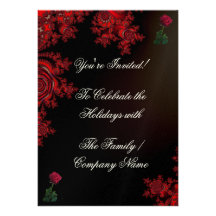 Red Rose Fractal Collection Custom Invite